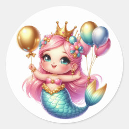 Niedliche farbenfrohe Mermaid-Aufkleber Runder Aufkleber