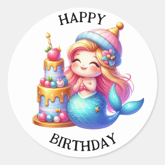 Niedliche farbenfrohe Mermaid-Aufkleber Runder Aufkleber (Vorderseite)