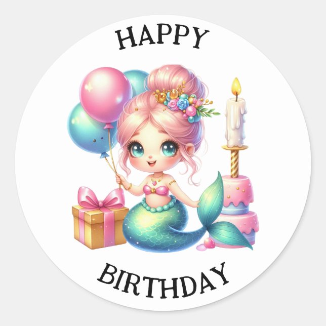Niedliche farbenfrohe Mermaid-Aufkleber Runder Aufkleber (Vorderseite)