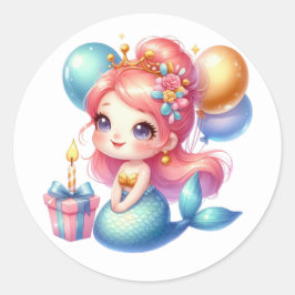 Niedliche farbenfrohe Mermaid-Aufkleber Runder Aufkleber