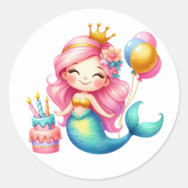 Niedliche farbenfrohe Mermaid-Aufkleber Runder Aufkleber