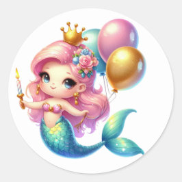 Niedliche farbenfrohe Mermaid-Aufkleber Runder Aufkleber