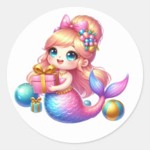 Niedliche farbenfrohe Mermaid-Aufkleber