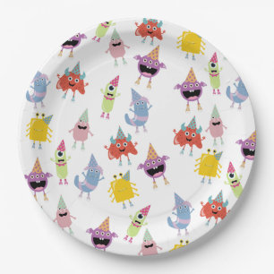 Niedliche farbenfrohe Monster Funny Kindergeburtst Pappteller