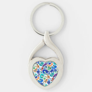 Niedliche farbenfrohe Monster sehen sich Mustern g Schlüsselanhänger