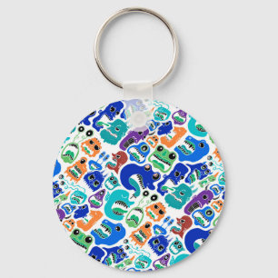 Niedliche farbenfrohe Monster sehen sich Mustern g Schlüsselanhänger