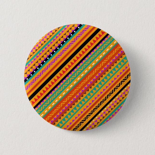 Niedliche, farbenfrohe, native Aztec-Muster Button (Vorderseite)