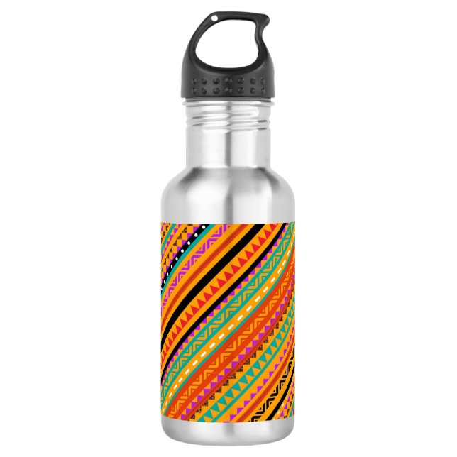 Niedliche, farbenfrohe, native Aztec-Muster Edelstahlflasche (Vorderseite)