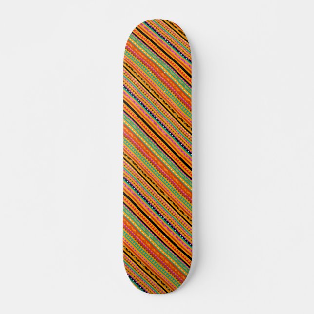 Niedliche, farbenfrohe, native Aztekenmuster Skateboard (Vorne)