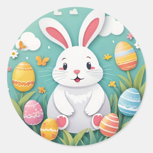 Niedliche farbenfrohe Ostergeblasene Eier Rundkleb Runder Aufkleber (Vorderseite)