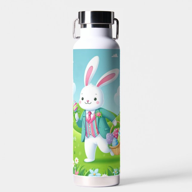 Niedliche, farbenfrohe Osterhase Trinkflasche (Vorne)
