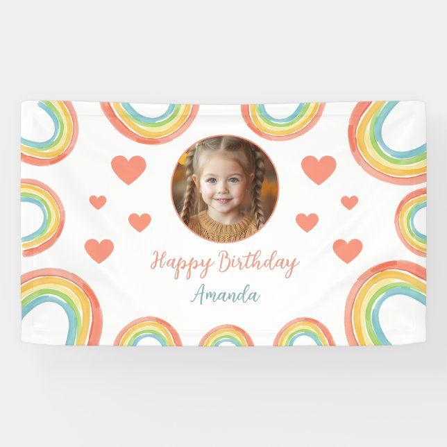 Niedliche farbenfrohe Pastel Rainbow Girls Foto Ge Banner (Horizontal)