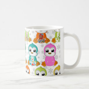 Niedliche, farbenfrohe Pinguine Blume Tasse