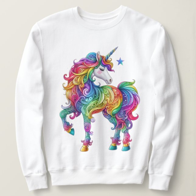Niedliche, farbenfrohe Rainbow-Einhorn Sweatshirt (Design vorne)