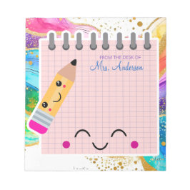 Niedliche Farbenfrohe Rainbow Pastel Lehrer Wertsc Notizblock