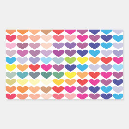 Niedliche Farbenfrohe Regenbogen Herzmuster Rechteckiger Aufkleber