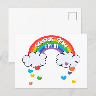 Niedliche Farbenfrohe Regenbogen Hörner Klingt Gay Postkarte