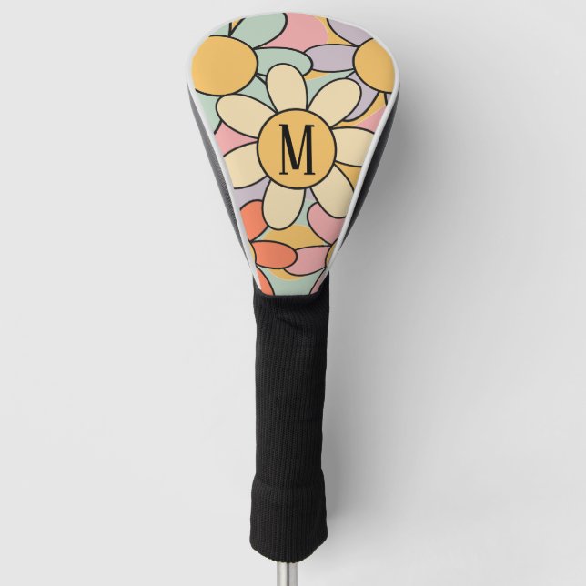 Niedliche farbenfrohe Retrostil-Blume Golf Headcover (Vorderseite)