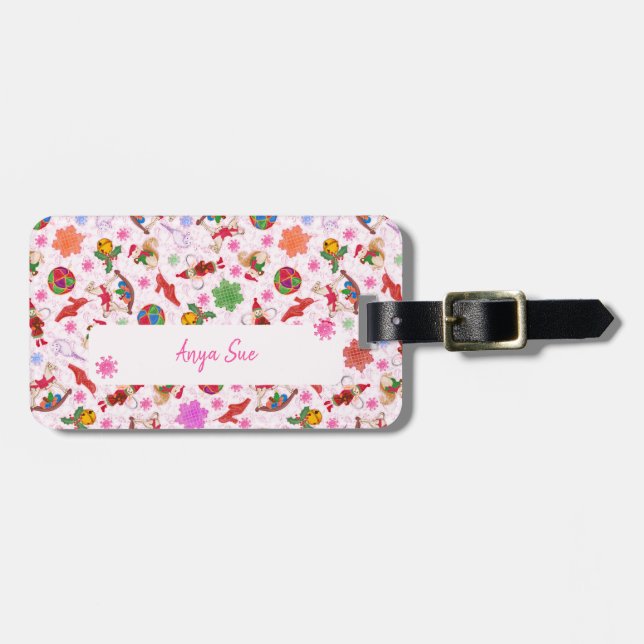 Niedliche Farbenfrohe romantische Weihnachtsfeier Gepäckanhänger (Vorderseite horizontal)