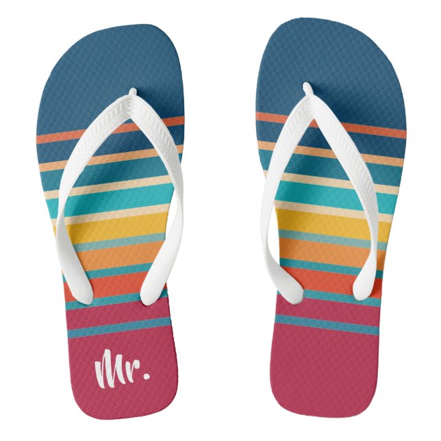 Niedliche farbenfrohe Streifenmuster Flip Flops (Fußbett)