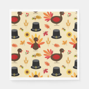 Niedliche Farbenfrohe Türkei Glückwunsch Thanksgiv Serviette