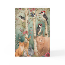 Niedliche farbenfrohe Watercolor Waldtiere Leere