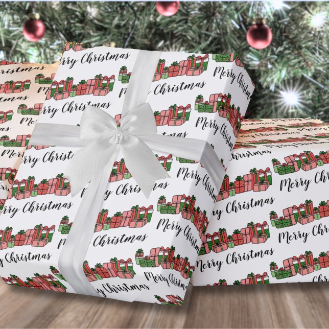 Niedliche farbenfrohe Weihnachten Geschenkpapier (Cute Colorful Merry Christmas Wrapping Paper )
