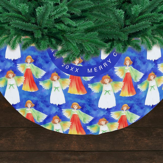 Niedliche Farbenfrohe WeihnachtsAngeln Polyester Weihnachtsbaumdecke (Von Creator hochgeladen)