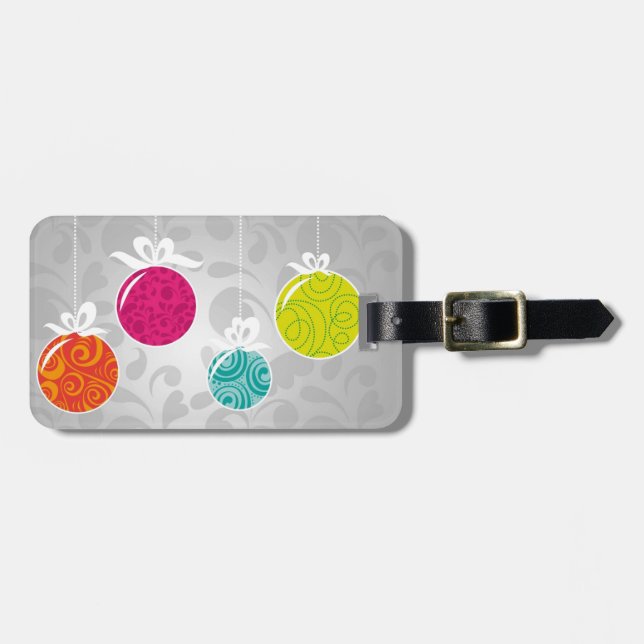 Niedliche, farbenfrohe Weihnachtsdekorationen Gepäckanhänger (Vorderseite horizontal)