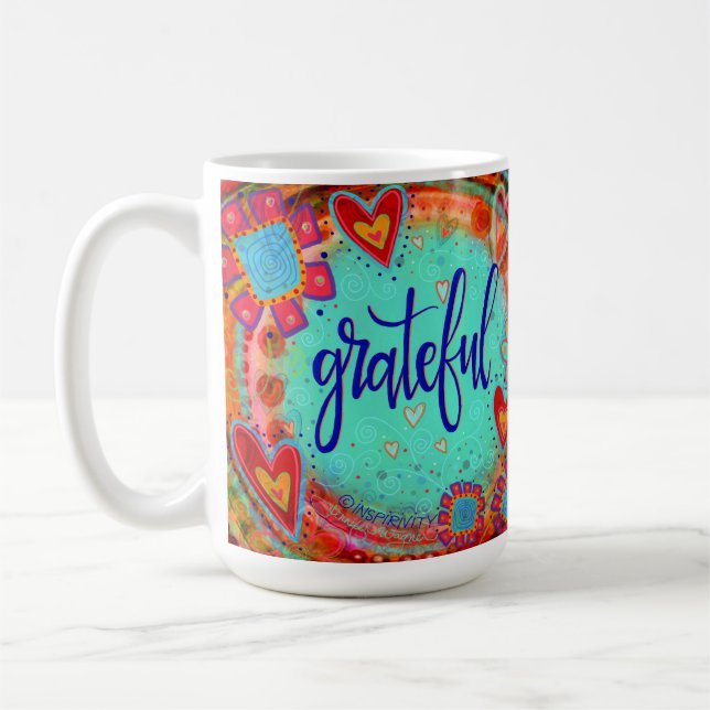 Niedliche Farbenfrohe Whimsical Dankbarkeit Inspir Kaffeetasse (Links)