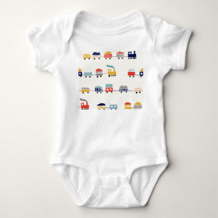 Niedliche, farbenfrohe Züge nahtlos. Baby Strampler