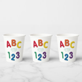 Niedliche farbige ABC 123-neutrale Babydusche Pappbecher