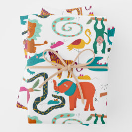 Niedliche Farbige Abstrakte Tiere Kindermuster Geschenkpapier Set