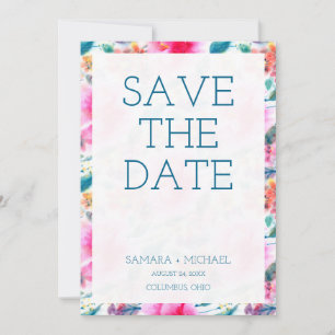 Niedliche farbige Aquarellfarben Blume Save the Da Date