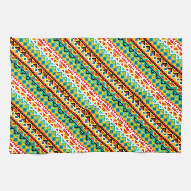 Niedliche, farbige Aztec-Muster Küchentuch (Horizontal)