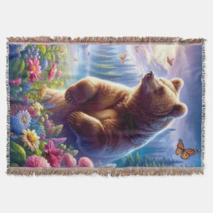 Niedliche, farbige Bären und Schmetterlinge Decke