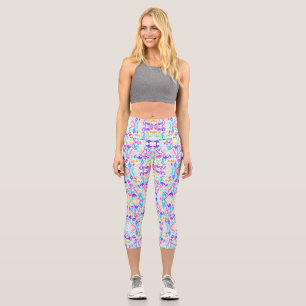 Niedliche farbige Blume Capri Leggings