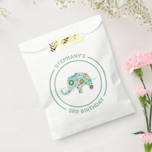 Niedliche farbige Blume Elefantenmonogramm Geschenktütchen