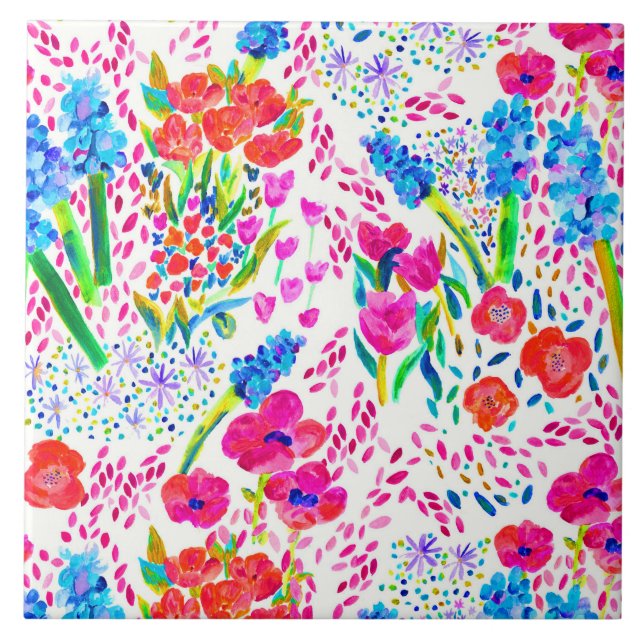 Niedliche farbige Blume Fliese (Vorderseite)