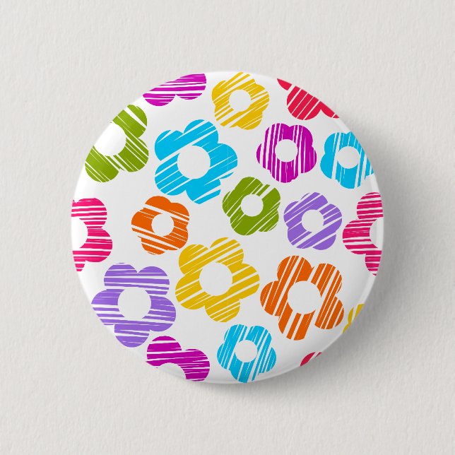 Niedliche farbige Blume mährenhaft fröhliche Blume Button (Vorderseite)