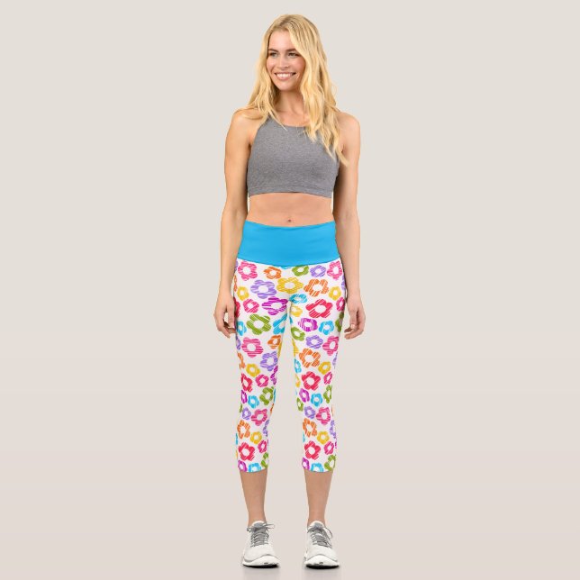 Niedliche farbige Blume mährenhaft fröhliche Blume Capri Leggings (Vorderseite)