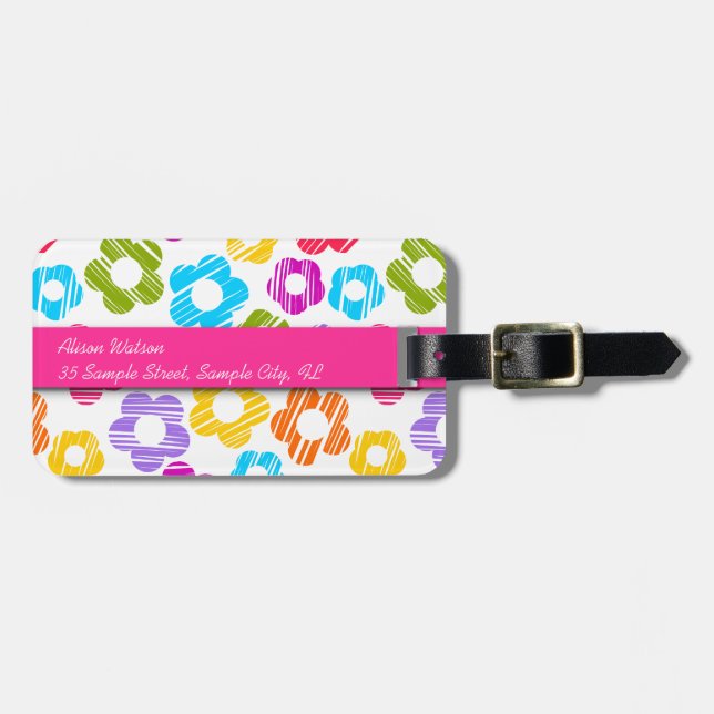 Niedliche farbige Blume mährenhaft fröhliche Blume Gepäckanhänger (Vorderseite horizontal)