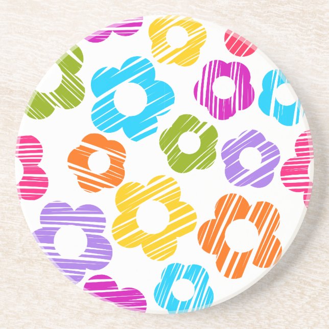 Niedliche farbige Blume mährenhaft fröhliche Blume Getränkeuntersetzer (Vorne)