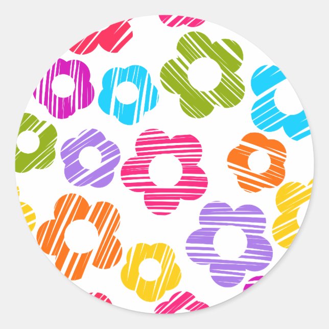 Niedliche farbige Blume mährenhaft fröhliche Blume Runder Aufkleber (Vorderseite)