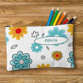 Niedliche farbige Blume Orange Red Blue Pencil Cas Zubehörtasche