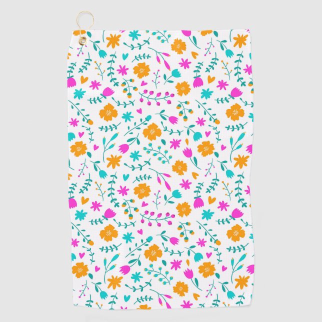 Niedliche farbige Blume Stoff Golfhandtuch (Vorderseite)