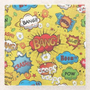 Niedliche Farbige Cartoon-Sprechblasen Glasuntersetzer