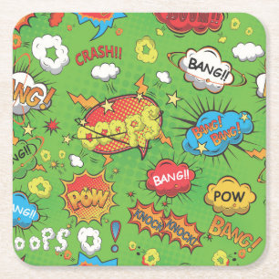 Niedliche Farbige Cartoon-Sprechblasen Rechteckiger Pappuntersetzer