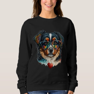 Niedliche farbige Dackel Hund Valentinstag Sweatshirt