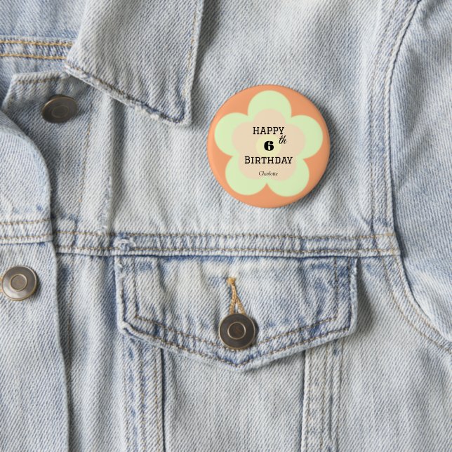 Niedliche farbige Daisy Blume Muster Geburtsname Button (Beispiel)